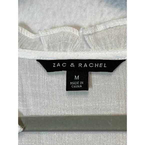 Zac & Rachel Top Womens Size M White Gauzy Bohemian Peasant Blouse - Picture 5 of 9